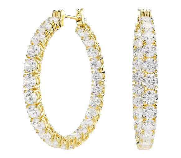 Luxoia - Swarovski Matrix Kreolen Rundschliff Weiss Goldlegierungsschicht - 5750620