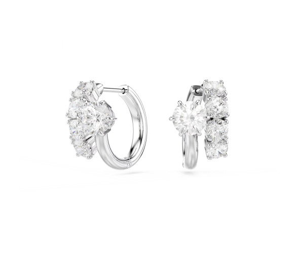 Luxoia - Swarovski Matrix Kreolen Rundschliff Weiss Rhodiniert - 5753572
