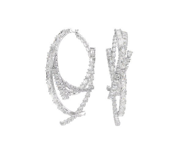 Luxoia - Swarovski Orecchini a cerchio Matrix Taglio misto Bianchi Placcato rodio - 5727098