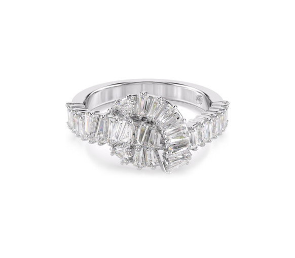 Luxoia - Swarovski Anello Matrix Taglio baguette Nodo Bianco Placcato rodio