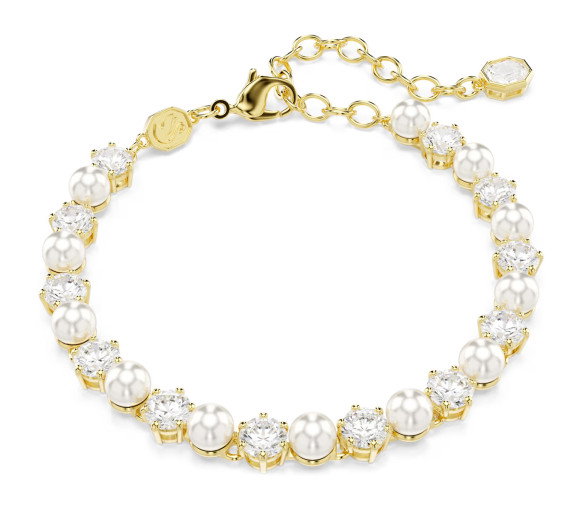 Luxoia - Swarovski Matrix Tennis Bracelet Crystal pearl Round cut White Gold tone plated - 5742026