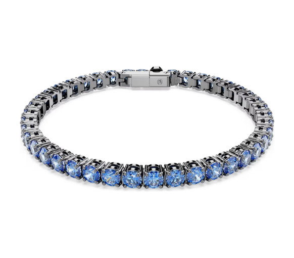 Luxoia - Swarovski Matrix Tennis Bracelet Round cut Blue Ruthenium plated