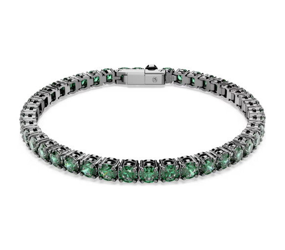 Luxoia - Swarovski Matrix Tennis Bracelet Round cut Green Ruthenium plated