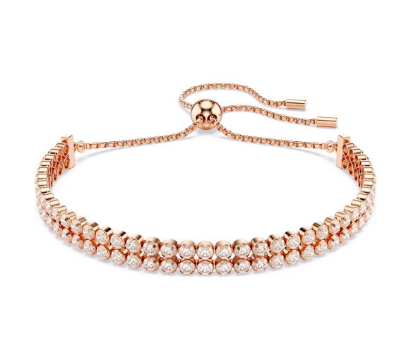 Luxoia - Swarovski Matrix Tennis Armband Rundschliff Weiss Roségold Legierungsschicht - 5677823