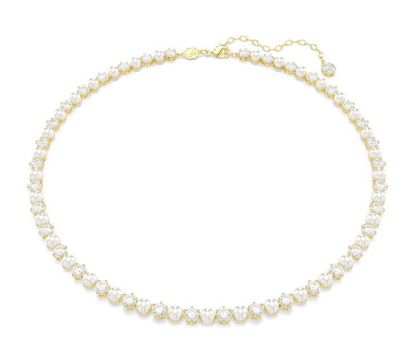 Luxoia - Swarovski Matrix Tennis necklace Crystal pearl Round cut White Gold tone plated - 5742039