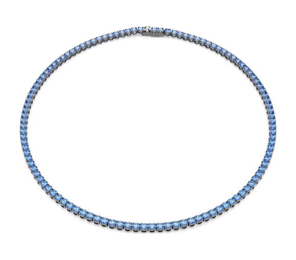 Luxoia - Swarovski Matrix Tennis Necklace Round cut Blue Ruthenium plated