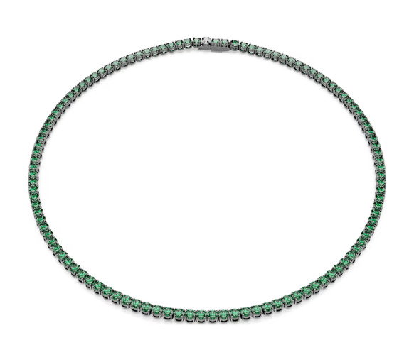 Luxoia - Swarovski Matrix Tennis Necklace Round cut Green Ruthenium plated