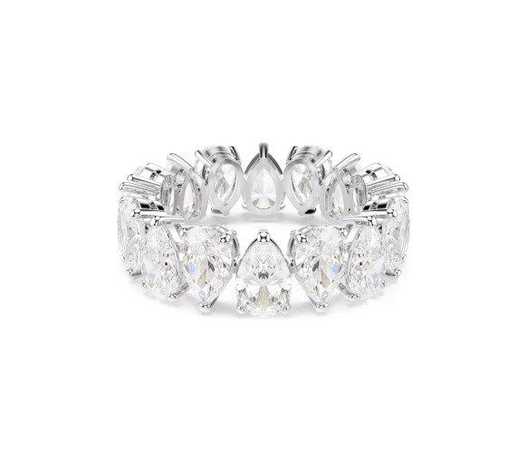 Luxoia - Swarovski Matrix Vittore Ring Tropfenschliff Weiss Silberfarbenes Finish