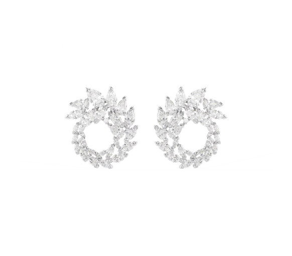Luxoia - Swarovski Anneaux d'oreilles Mesmera Taille marquise Blanches Métal rhodié - 5748008