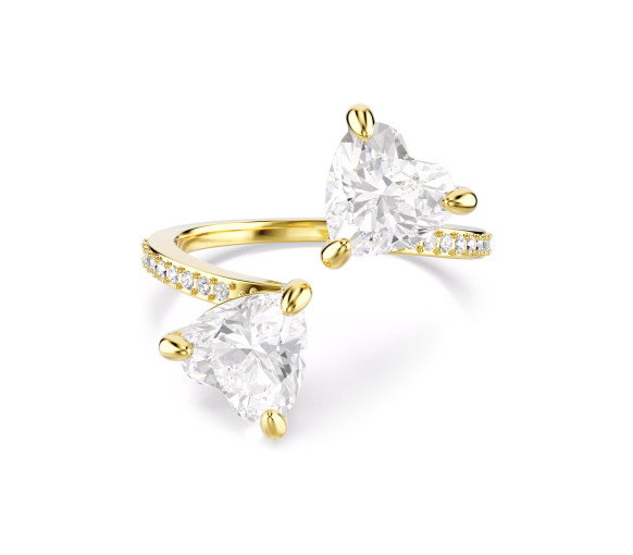 Luxoia - Swarovski Anello aperto Mesmera Taglio Heart Pavé Bianco Placcato color oro