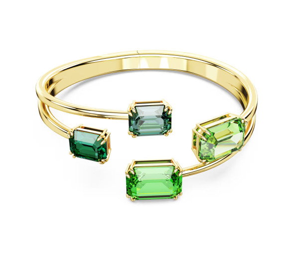 Luxoia - Swarovski Millenia Bangle Octagon cut Green Gold tone plated