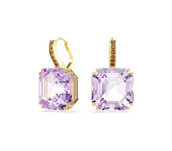 Luxoia - Swarovski Millenia Drop Earrings Square cut Purple 18K gold finish - 5759990