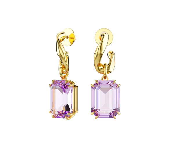 Luxoia - Swarovski Pendants d'oreilles Millenia Taille octogonale Violets Placage de ton or - 5694784