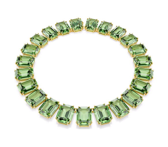 Luxoia - Swarovski Millenia Tennis Necklace Oversized crystals Octagon cut Green Gold tone plated - 5714396