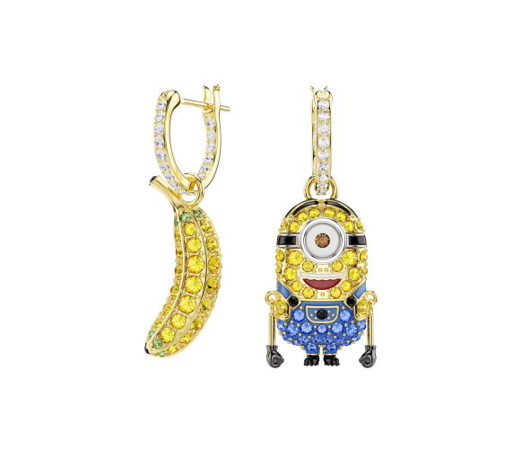 Luxoia - Swarovski Orecchini pendenti Minions Stuart e Banana Pavé Mini Multicolore Placcato color oro - 5743382