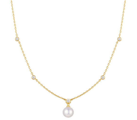 Luxoia - Ania Haie Gold Bezel Set Station With Shell Pearl Halskette - N075-09G