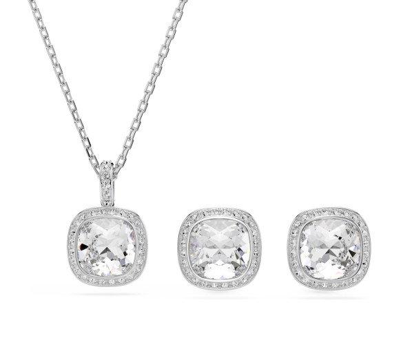 Luxoia - Swarovski Parure Una Angelic Taille coussin Blanc Métal rhodié - 5754343