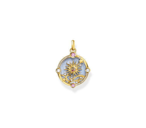 Luxoia - Thomas Sabo Anhänger blau mit Sonne und bunten Steinen vergoldet - PE960-471-1