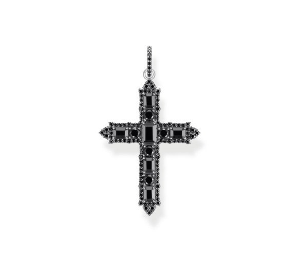 Luxoia - Thomas Sabo Kreuzanhänger mit schwarzen Steinen Silber geschwärzt - PE970-643-11