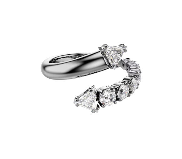 Luxoia - Swarovski Sublima open Ring Mixed cuts White Ruthenium plated