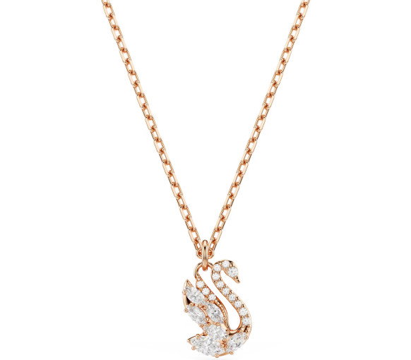 Luxoia - Swarovski Swan Necklace Mixed cuts Swan White Rose Gold tone plated - 5738203