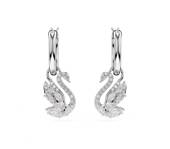 Luxoia - Swarovski Swan Drop Ohrhänger Verschiedene Schliffe Schwan Weiss Rhodiniert - 5759942