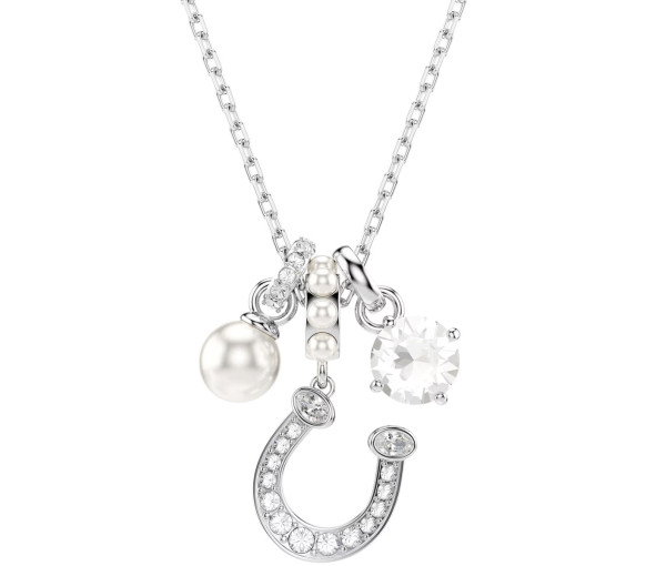 Luxoia - Swarovski Symbolica Necklace Crystal pearl Round cut Pavé Horse shoe White Rhodium plated - 5736247