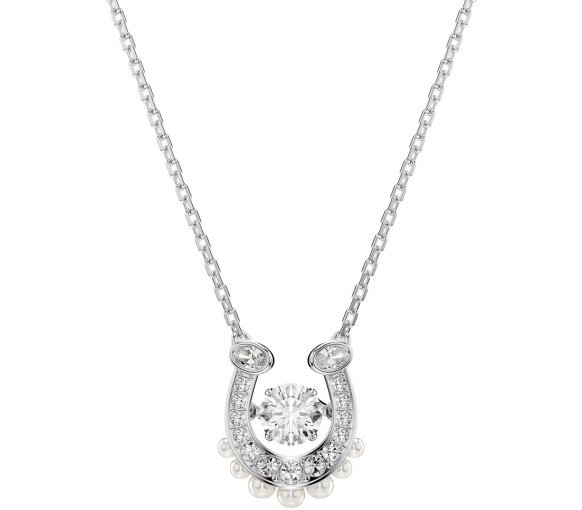 Luxoia - Swarovski Symbolica Necklace Crystal pearl Round cut Pavé Horse shoe White Rhodium plated - 5736972