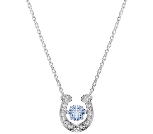 Luxoia - Swarovski Symbolica Necklace Round cut Pavé Horse shoe Blue Rhodium plated - 5746562
