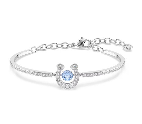 Luxoia - Swarovski Symbolica Bangle Round cut Pavé Horse shoe Blue Rhodium plated - 5736983