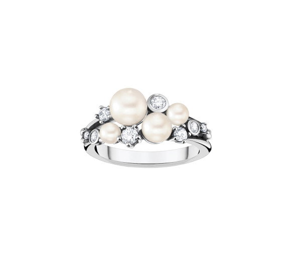 Luxoia - Thomas Sabo Ring Perlen mit weissen Steinen silber - TR2413-167-14