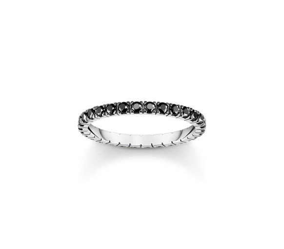 Luxoia - Thomas Sabo Ring in zartem Design mit schwarzen Steinen Silber geschwärzt - TR2467-643-11