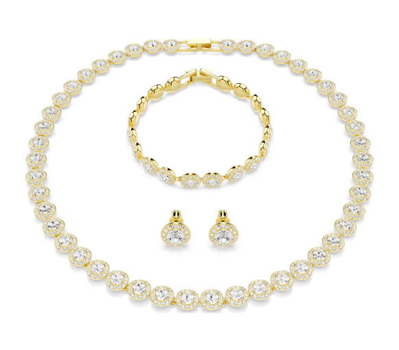 Luxoia - Swarovski Parure Una Angelic Taille Rond Blanc Placage de ton or - 5750619