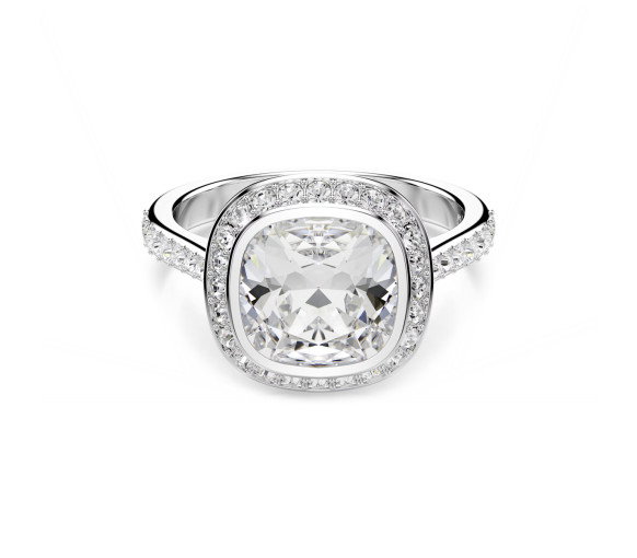 Luxoia - Swarovski Bague halo Una Angelic Taille coussin Blanche Métal rhodié