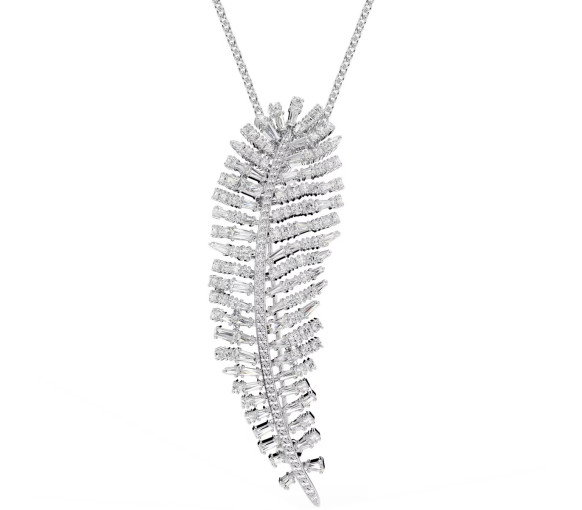 Luxoia - Swarovski Collana e spilla Vienna Taglio misto Piuma Bianchi Placcato rodio - 5749209