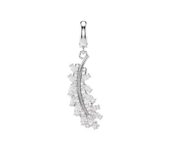 Luxoia - Swarovski Vienna Charm Verschiedene Schliffe Feder Weiss Rhodiniert - 5757739