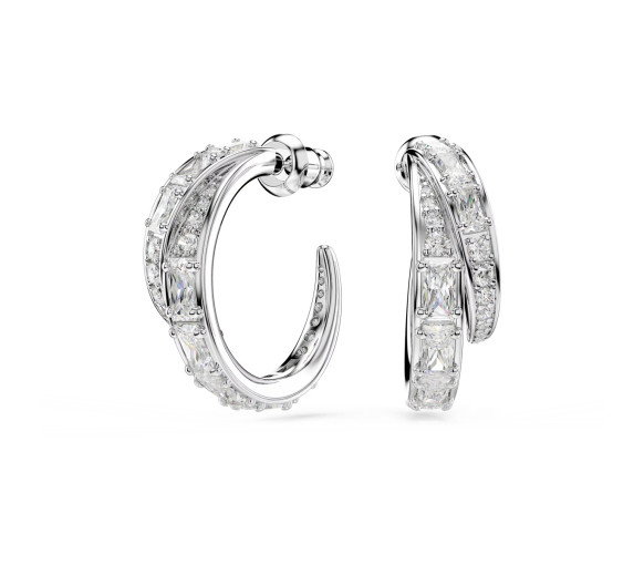 Luxoia - Swarovski Vienna Kreolen Verschiedene Schliffe Weiss Rhodiniert - 5749069