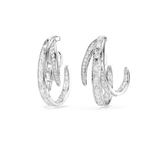 Luxoia - Swarovski Vienna Ohrclips Verschiedene Schliffe Weiss Rhodiniert - 5756046
