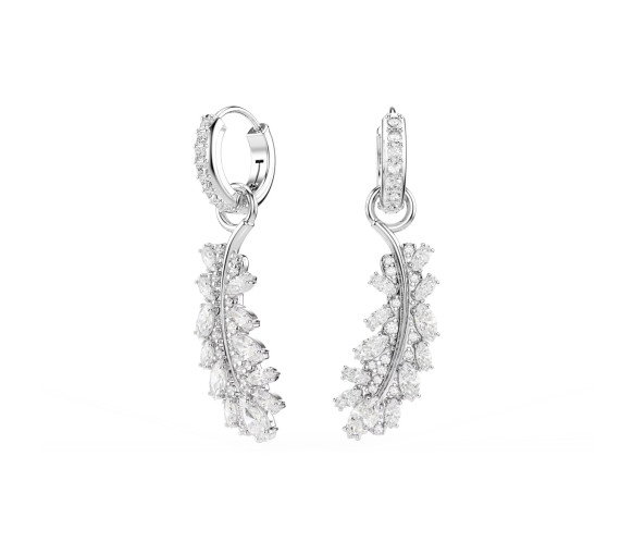 Luxoia - Swarovski Vienna Ohrringe Verschiedene Schliffe Feder Weiss Rhodiniert - 5754272