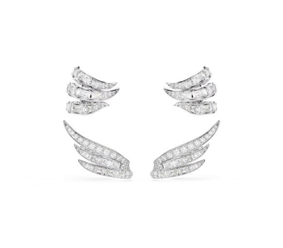 Luxoia - Swarovski Vienna Ohrspangen Verschiedene Schliffe Schwan Weiss Rhodiniert - 5749071