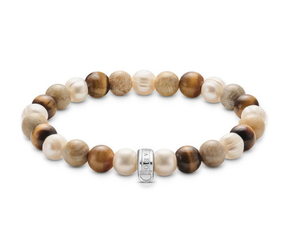 Luxoia - Thomas Sabo Bead Armband mit naturfarbenen Steinen Silber - X0293-014-7