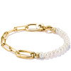 Luxoia - Thomas Sabo Charm Armband Paperclip und Perlen mit einem Connect Link vergoldet - C1209-430-14