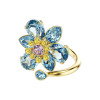 Luxoia - Swarovski Idyllia Offener Ring Verschiedene Schliffe Blume Blau Goldlegierungsschicht