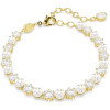 Luxoia - Swarovski Matrix Tennis Armband Kristallperle Rundschliff Weiss Goldlegierungsschicht - 5742026