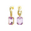 Luxoia - Swarovski Millenia Drop Earrings Octagon cut Purple Gold tone plated - 5694784