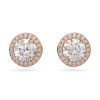 Luxoia - Swarovski Una Angelic Stud Earrings Round cut Pavé White Rose gold tone plated - 5636275