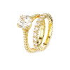 Luxoia - Swarovski Stilla Ring Set Rundschliff Weiss Goldlegierungsschicht