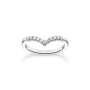 Luxoia - Thomas Sabo Ring V Form mit Weissen Steinen Silber - TR2394-051-14